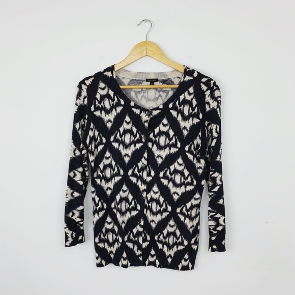 Talbots Blue Print Cardigan Sweater
